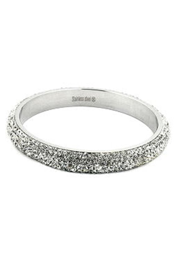 BANGLE 6 ROW GLASS CRYSTALS WHITE