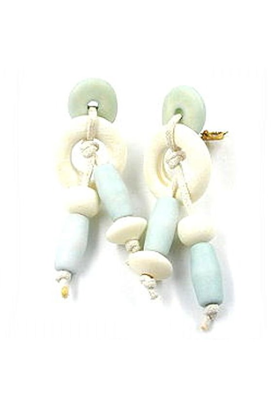 EARRING CLIP-ON IVORY TURQOISE