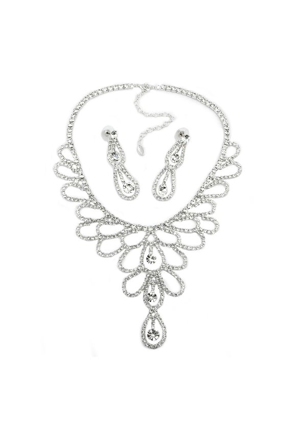 SET NECKLACE AND EARRINGS CZECH CUBIC ZIRCONIA