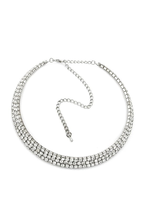 NECKLACE RHINESTONES RHODIUM PLATED