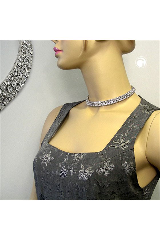 NECKLACE RHINESTONES RHODIUM PLATED