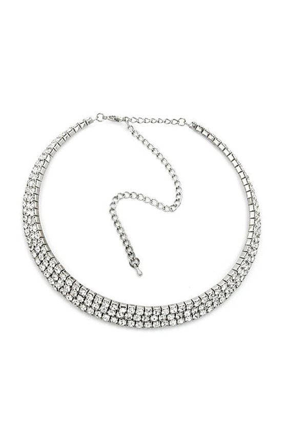 NECKLACE RHINESTONES RHODIUM PLATED