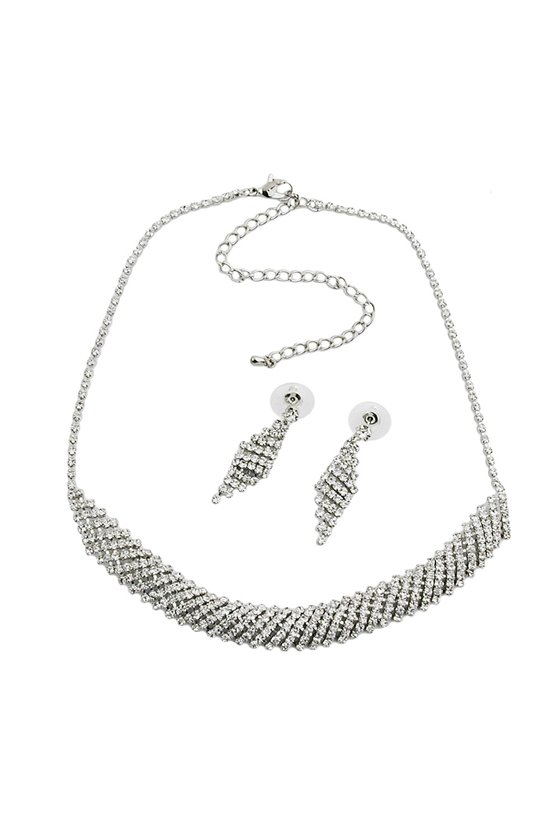 SET NECKLACE AND EARRINGS RHINESTONES