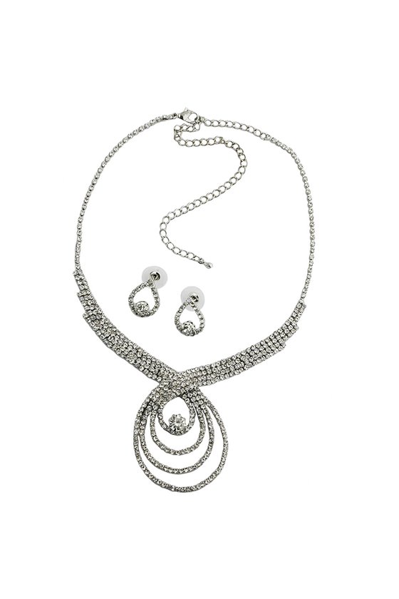 SET NECKLACE AND EARRINGS RHINESTONES