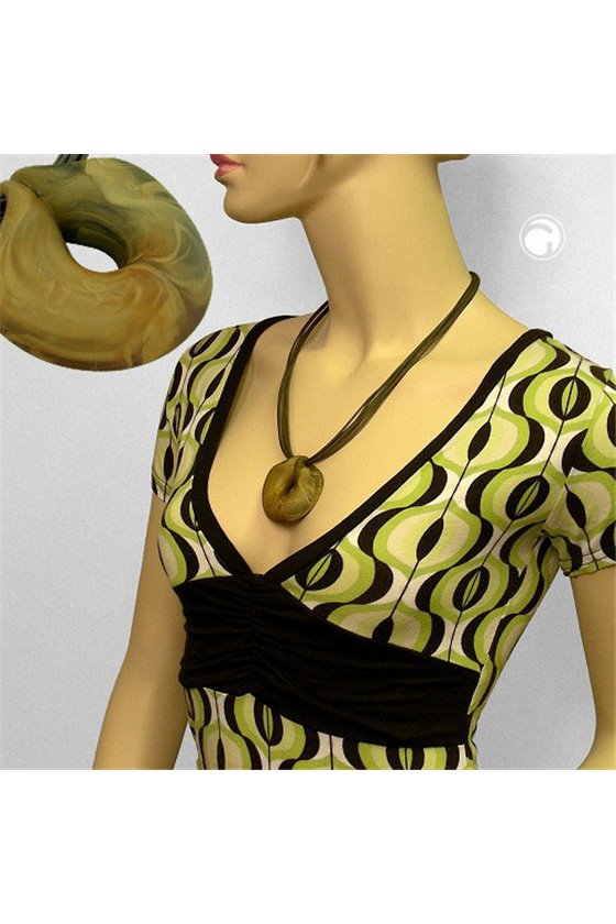 NECKLACE GREEN-OLIVE RING 55CM