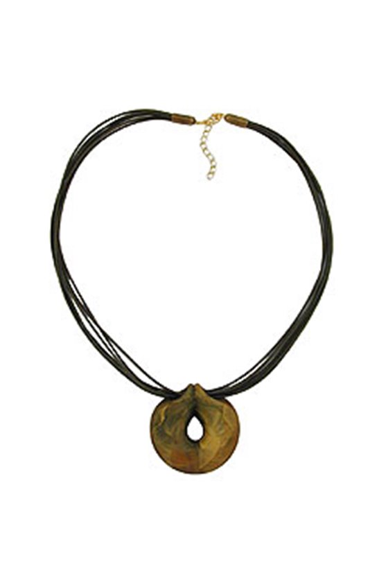 NECKLACE GREEN-OLIVE RING 55CM