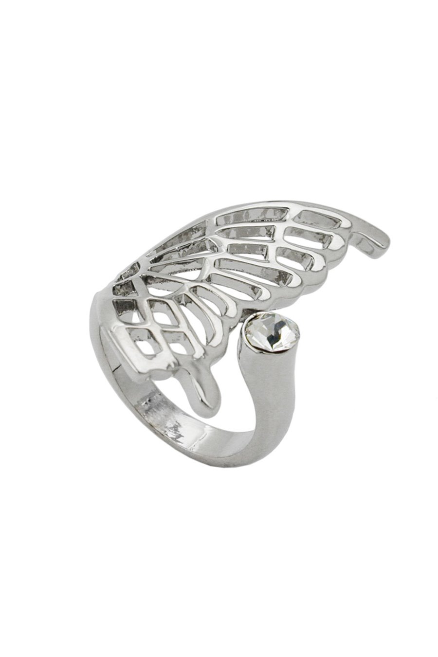RING BUTTERFLY WING GLASS CRYSTAL RHODIUM PLATED