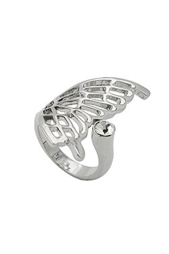 RING BUTTERFLY WING GLASS CRYSTAL RHODIUM PLATED