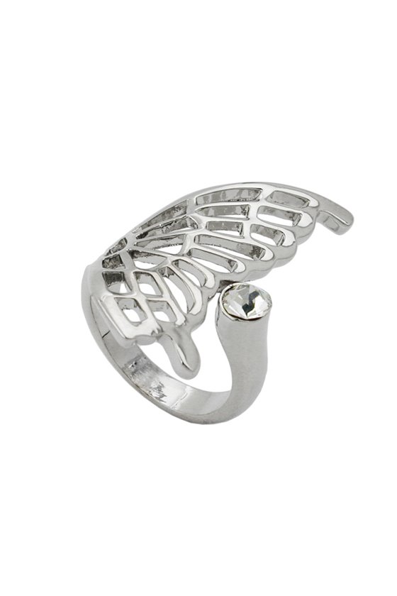 RING BUTTERFLY WING GLASS CRYSTAL RHODIUM PLATED