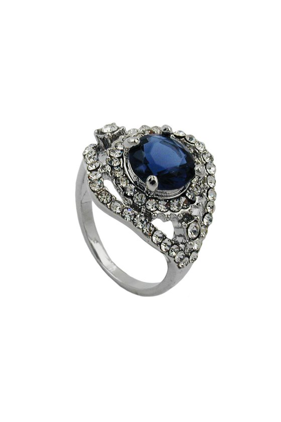 RING BLUE TRANSPARENT GLASS STONE