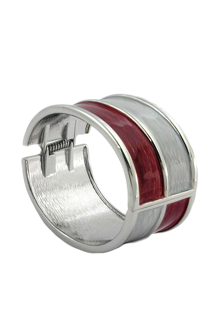 HINGED BANGLE RED GREY ENAMELED