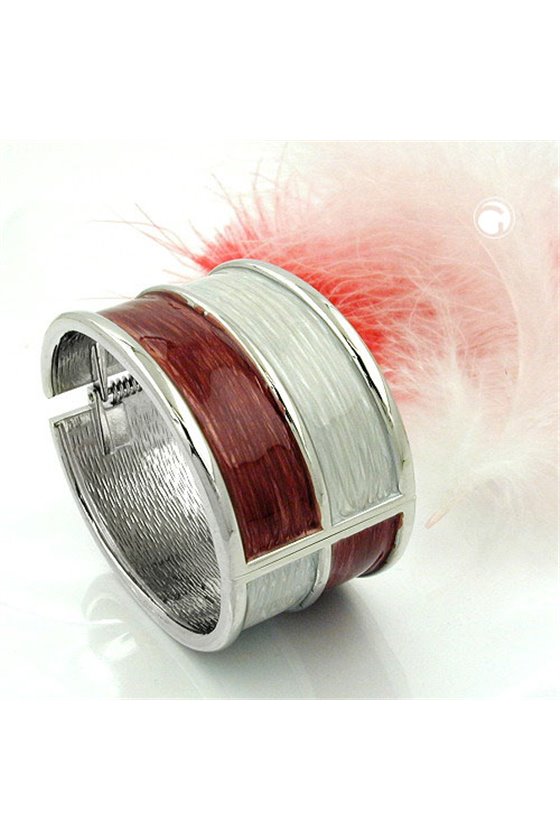 HINGED BANGLE RED GREY ENAMELED