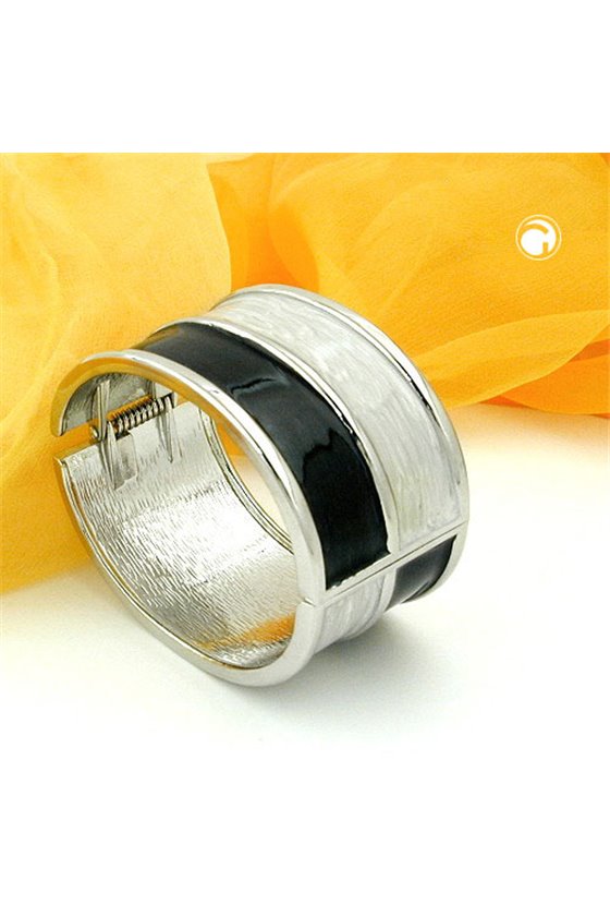 HINGED BANGLE BLACK GREY ENAMELED