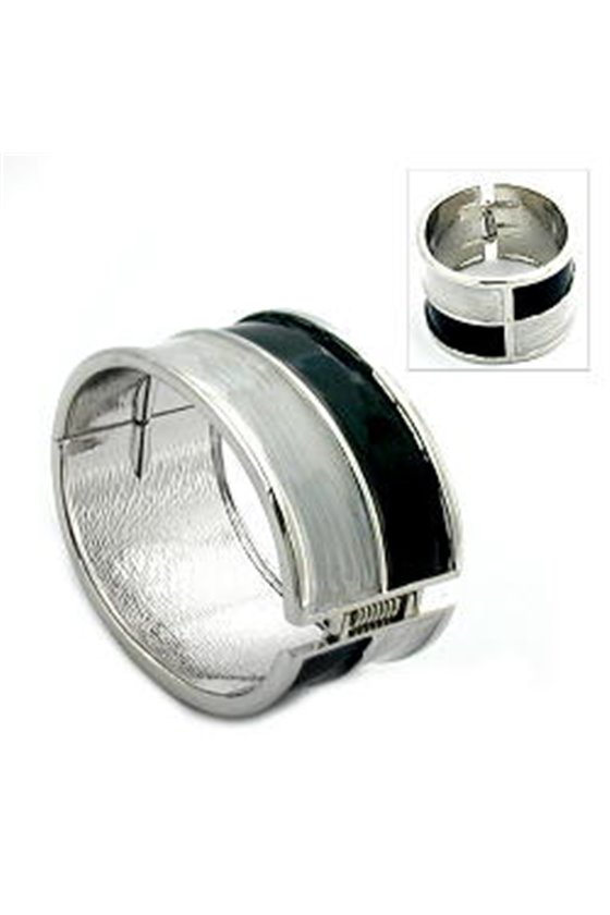 HINGED BANGLE BLACK GREY ENAMELED