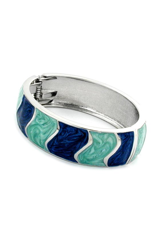 HINGED BANGLE TURQUOISE BLUE ENAMELED