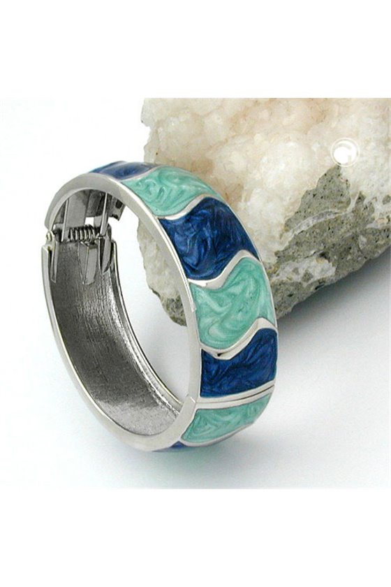 HINGED BANGLE TURQUOISE BLUE ENAMELED