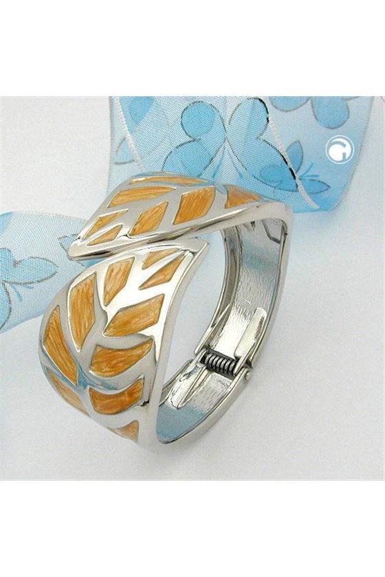 HINGED BANGLE LEAF ENAMEL COFFEE BROWN