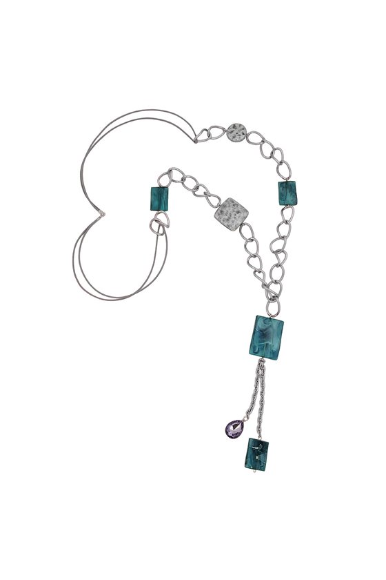 NECKLACE CURB CHAIN DIFFERENT BEADS TURQUOISE
