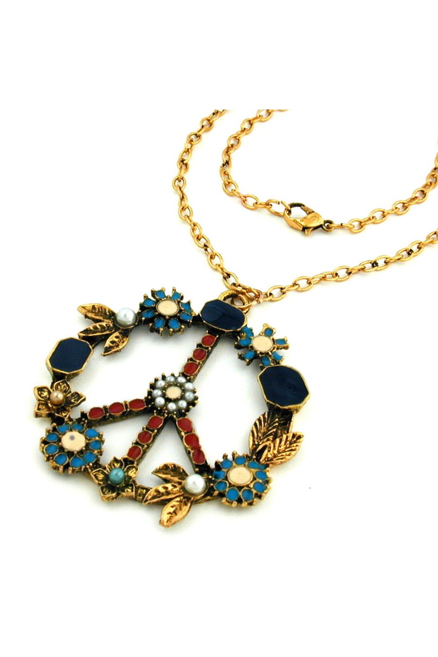 NECKLACE PEACE SIGN MULTI COLOURED