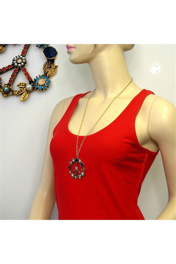 NECKLACE PEACE SIGN MULTI COLOURED