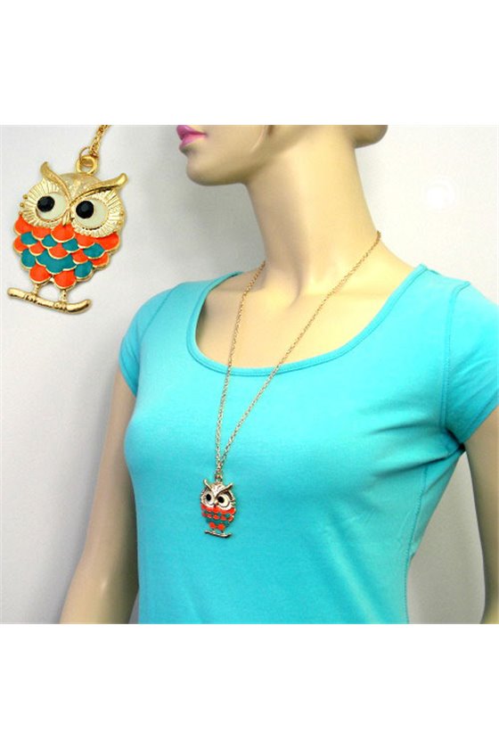 NECKLACE OWL MULTI-COLOURED