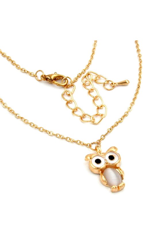 NECKLACE SMALL OWL & CHAIN GOLD COLOURED