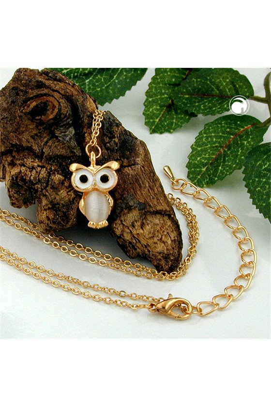 NECKLACE SMALL OWL & CHAIN GOLD COLOURED