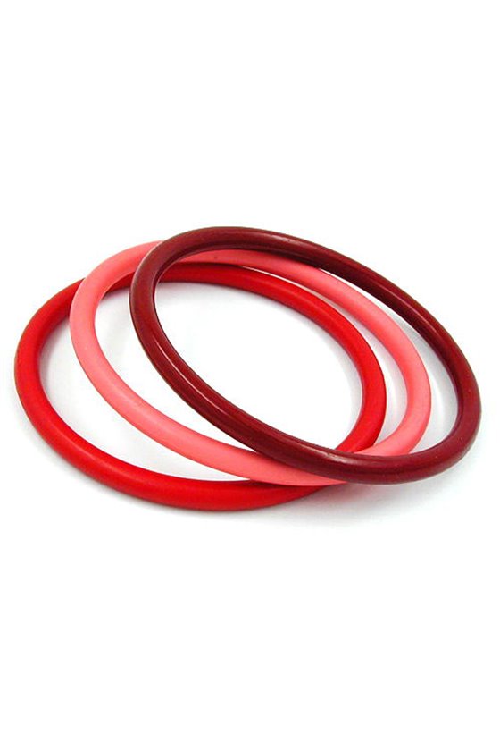 SET OF 3 BANGLES RED GLOSSY