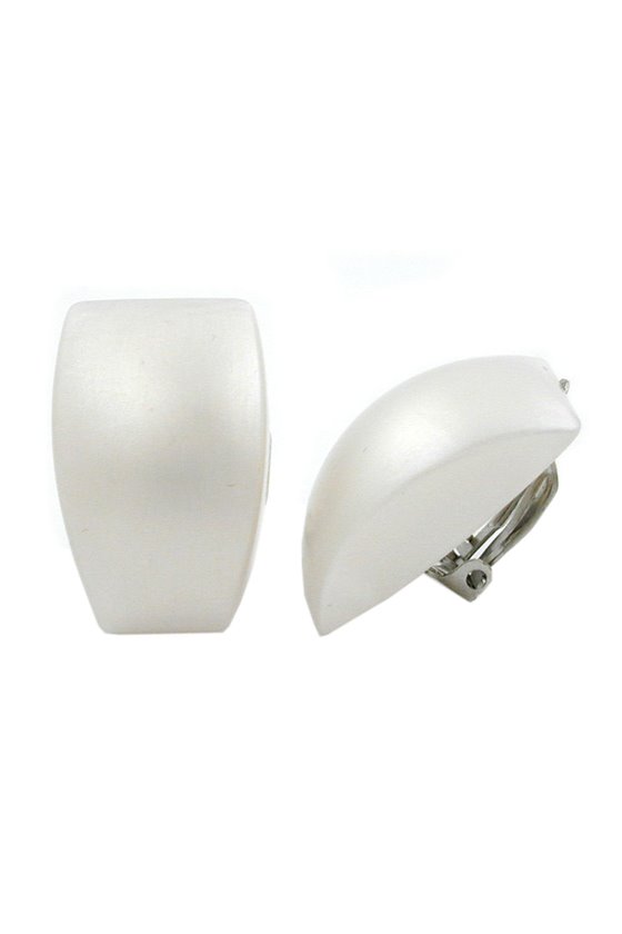 CLIP-ON EARRING TRAPEZIUM PEARLY WHITE