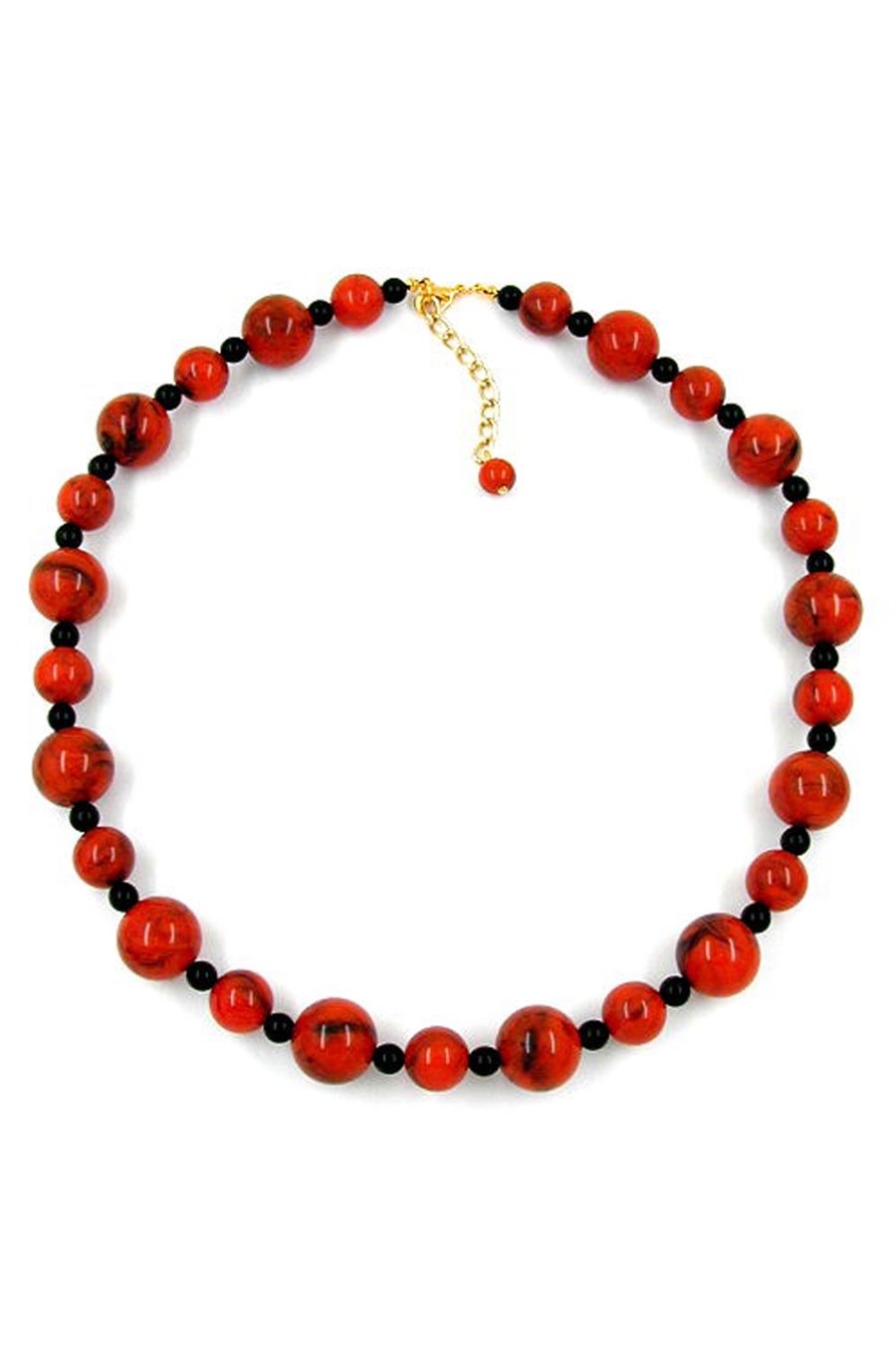 NECKLACE BEADS RED-BLACK 50CM