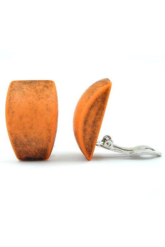 CLIP-ON EARRING TRAPEZIUM ORANGE GREY