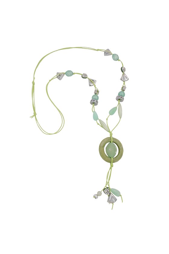 NECKLACE LIGHT-GREEN AND OLIV BEADS