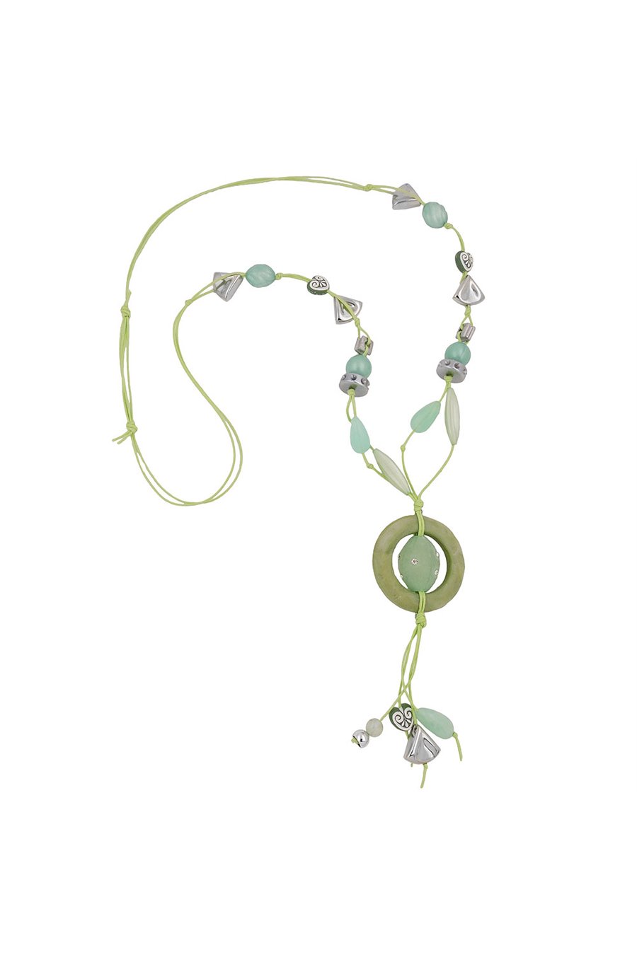 NECKLACE LIGHT-GREEN AND OLIV BEADS