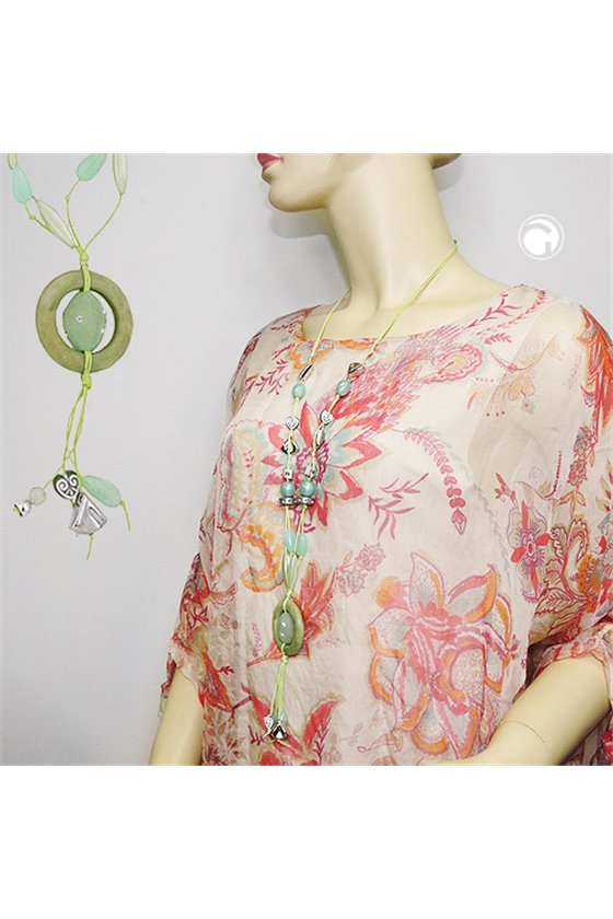 NECKLACE LIGHT-GREEN AND OLIV BEADS