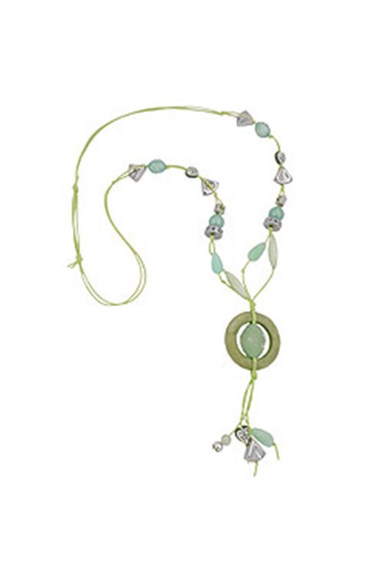 NECKLACE LIGHT-GREEN AND OLIV BEADS