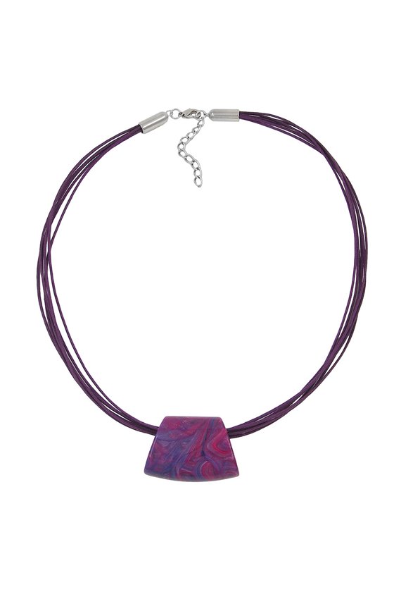 NECKLACE TRAPEZIUM PURPLE-PINK 50CM