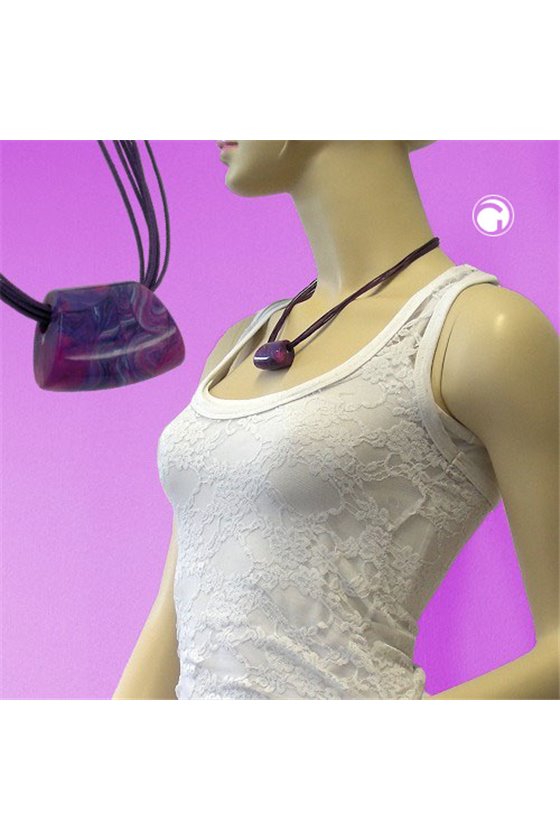 NECKLACE TRAPEZIUM PURPLE-PINK 50CM