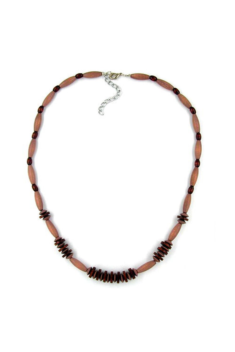 NECKLACE WOOD BROWN GLOSSY MATTE 60CM