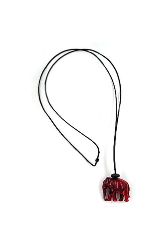 NECKLACE ELEPHANT RED MARBLED
