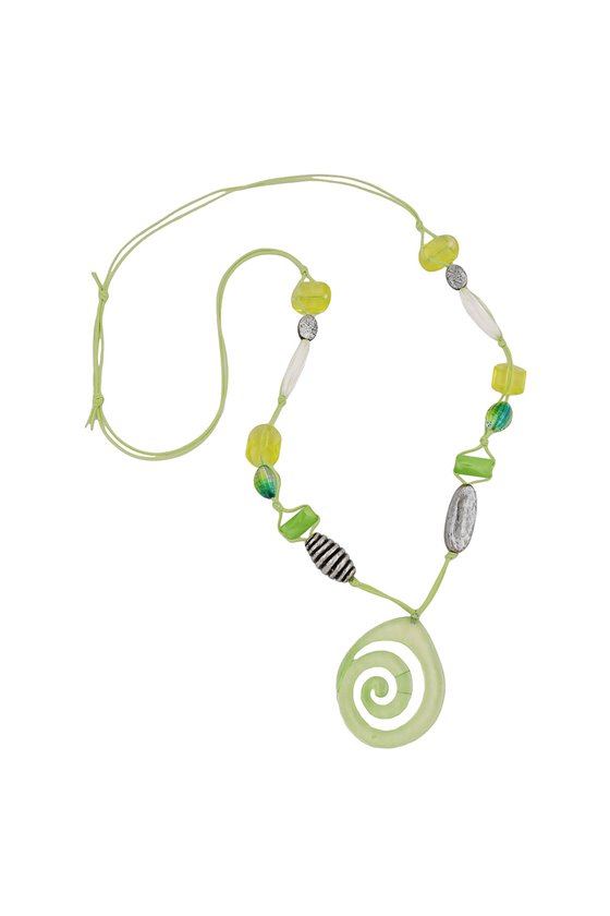 NECKLACE GREEN-YELLOW-COLORED BEADS
