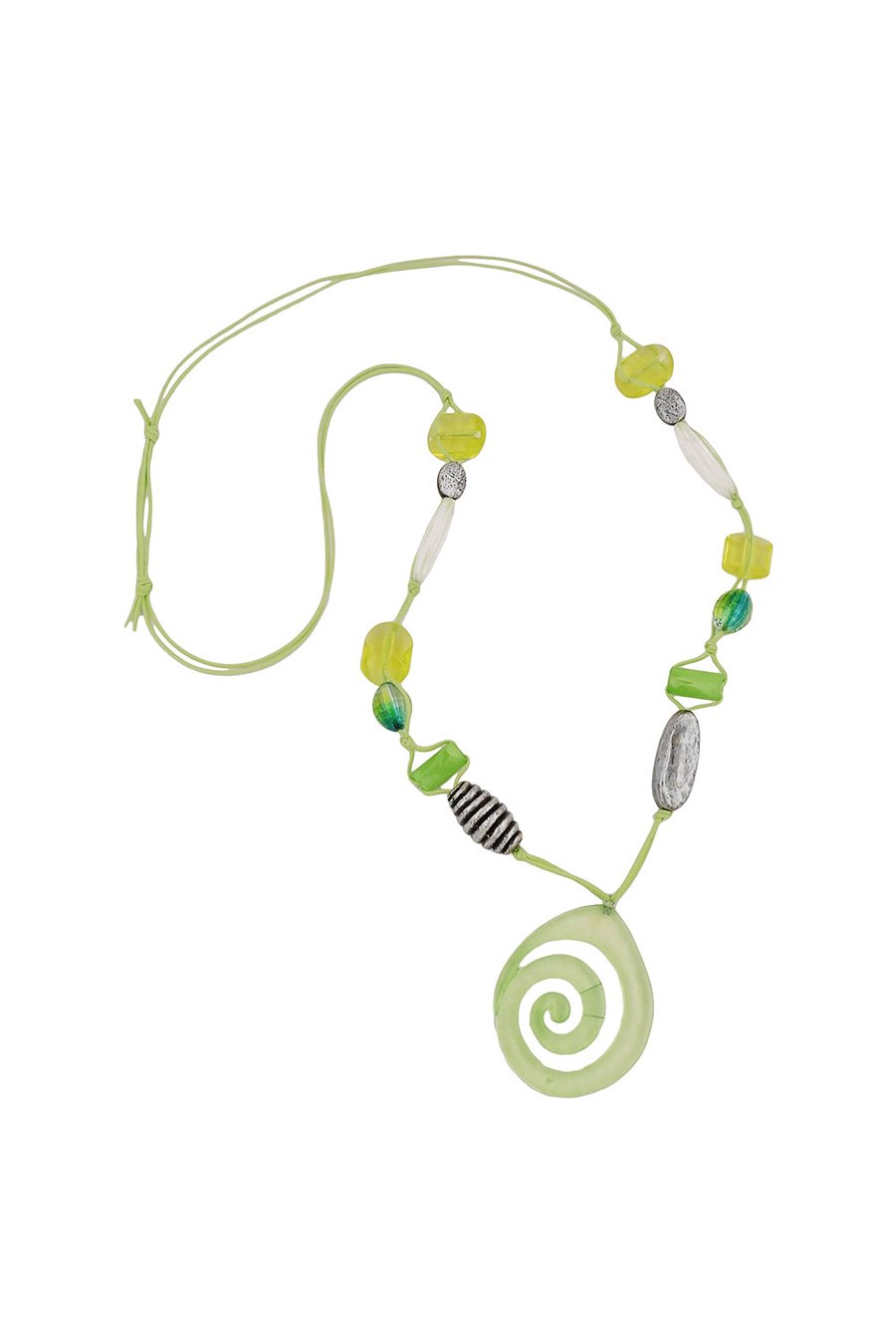 NECKLACE GREEN-YELLOW-COLORED BEADS