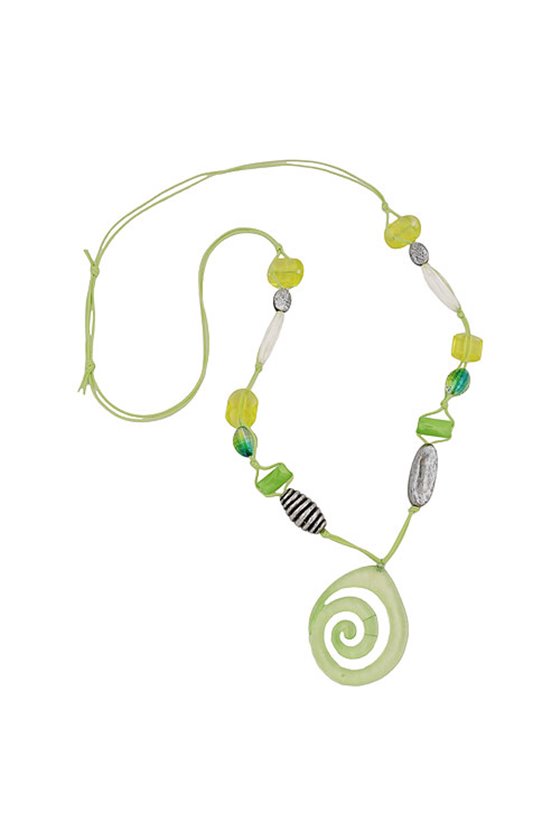 NECKLACE GREEN-YELLOW-COLORED BEADS