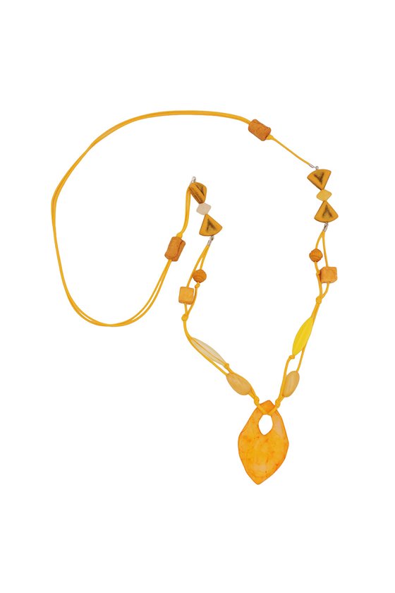 NECKLACE BEADS AND 2-FOLD CORD YELLOW