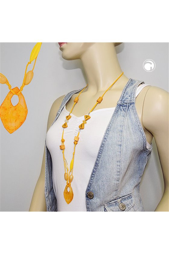 NECKLACE BEADS AND 2-FOLD CORD YELLOW
