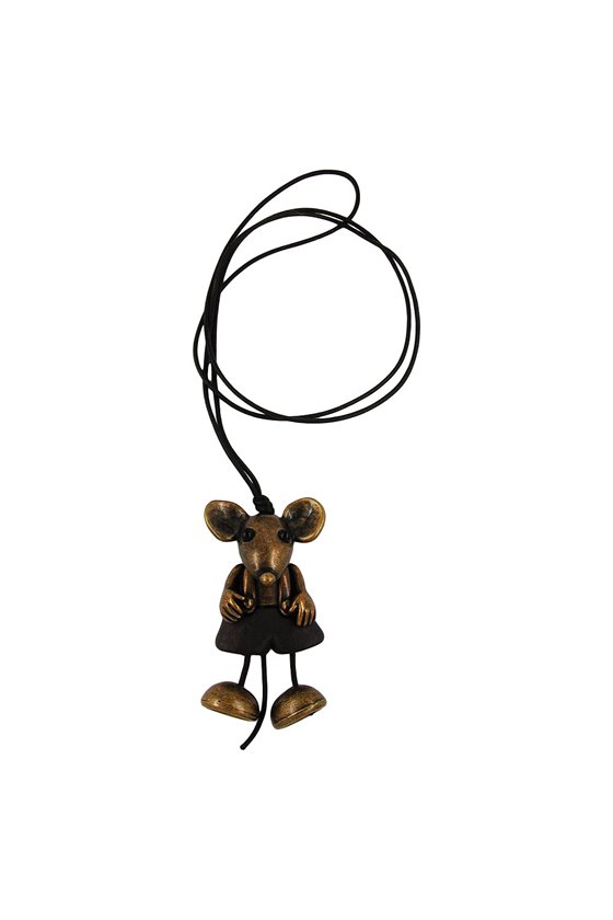 NECKLACE MOUSE BLACK-BRASS 90CM