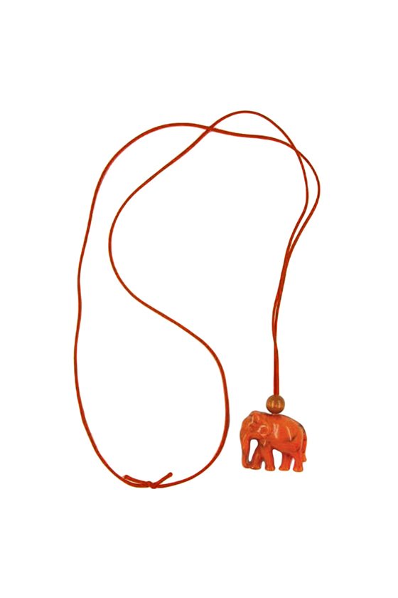 NECKLACE ELEPHANT ORANGE MARBLED