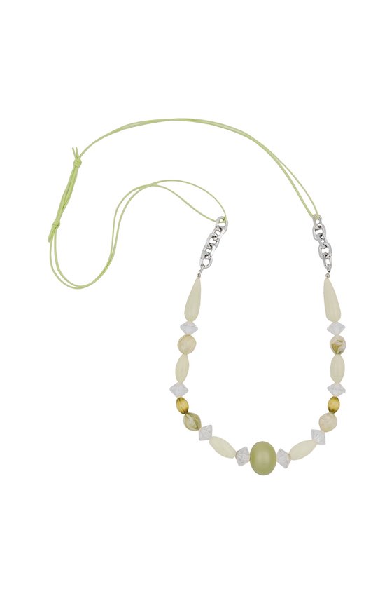 NECKLACE BEADS LIGHT-GREEN-OLIV