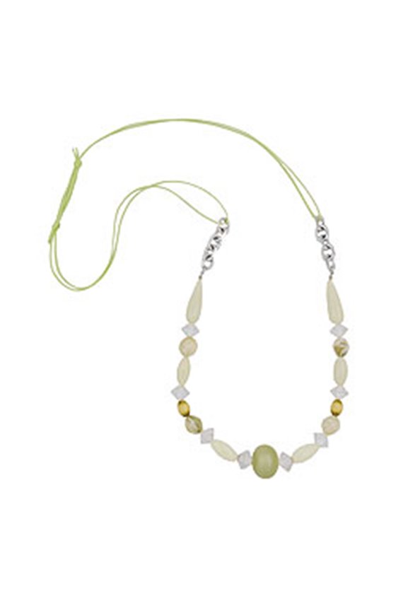 NECKLACE BEADS LIGHT-GREEN-OLIV