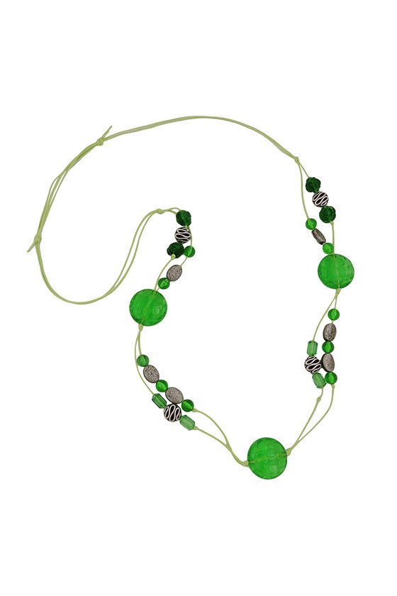 NECKLACE GREEN AND ANTIQUE SILVER BEADS