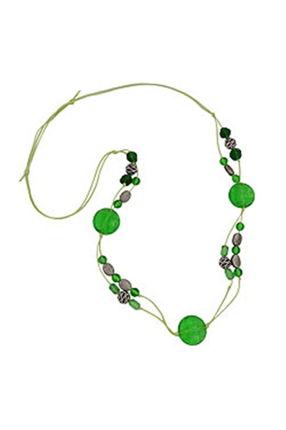 NECKLACE GREEN AND ANTIQUE SILVER BEADS